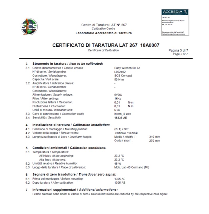 Norma DKD-R 3-7: 2010 e Certificato di Taratura
