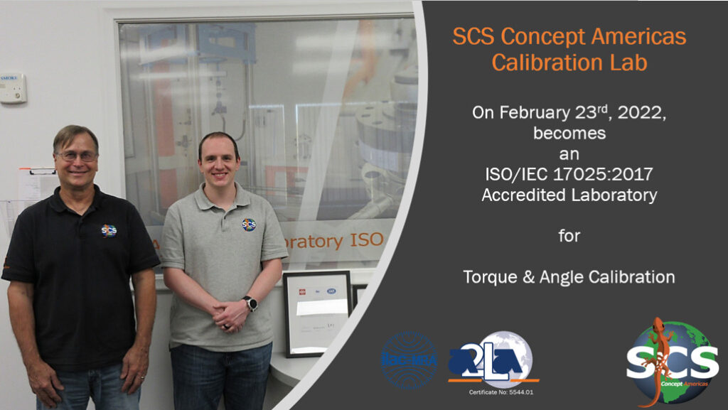 SCS Concept Americas laboratory reached accreditation for torque and angle calibration
